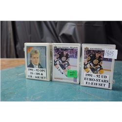 Three Sets Of Hockey Cards (1991–92 OPC, French set, 1991– 92 Euro-Stars)