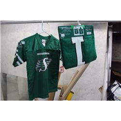 Saskatchewan Roughriders Jersey, New With Tag With Roughriders Hooded Towel