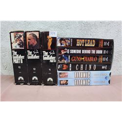 Lot of Classic Movies VHS Collections (Godfather, Titanic, Charles Bronson)