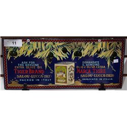 ORIGINAL TIGER BRAND OLIVE OIL SIGN