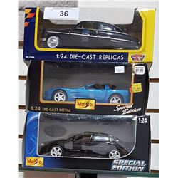 THREE DIE CAST CARS