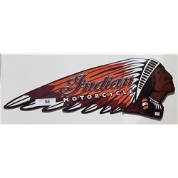 TIN INDIAN MOTORCYCLE SIGN EMBOSSED