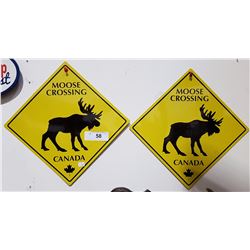 PAIR MOOSE CROSSING SIGNS