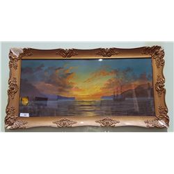 VINTAGE SHIP IN WATER PRINT