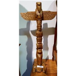 CARVED TOTEM POLE SIGNED