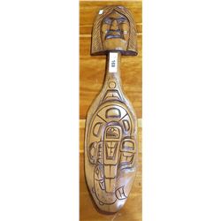 NATIVE CARVED PLAQUE SIGNED