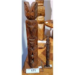 PAIR NATIVE CARVED TOTEM POLES