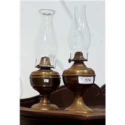 PAIR BRASS OIL LAMPS