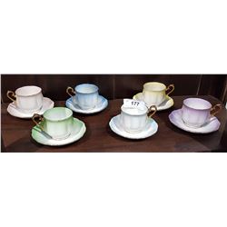 SET OF 6 ROYAL ALBERT RAINBOW SERIES TEACUPS & SAUCERS