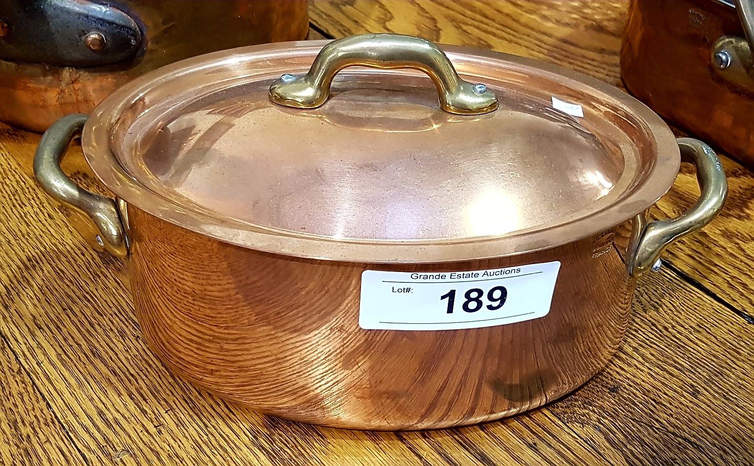 FRENCH COPPER BAKING DISH W/LID SIGNED
