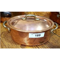FRENCH COPPER BAKING DISH W/LID SIGNED