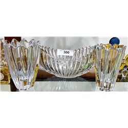 2 SIGNED OREFOR CRYSTAL VASES AND BOWL