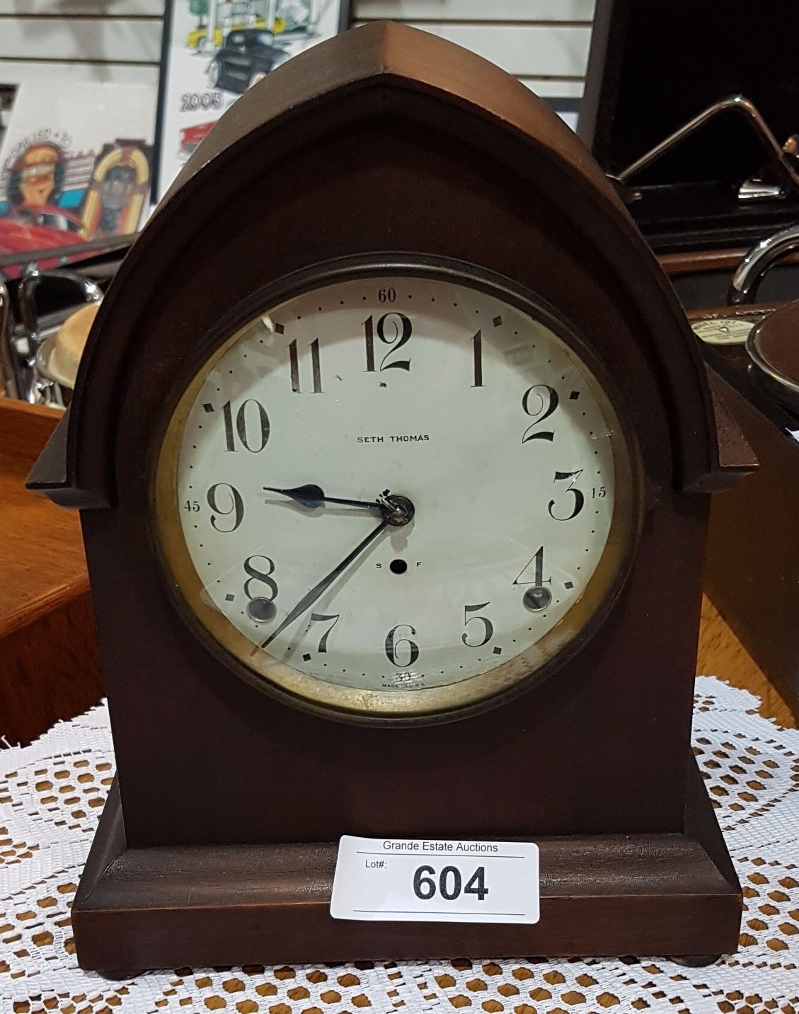 SETH THOMAS MANTLE CLOCK HAS PENDULUM NO KEY