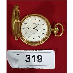 GOLD PLATED LIMIT OF SWITZERLAND POCKET WATCH 17 JEWEL SERVICED