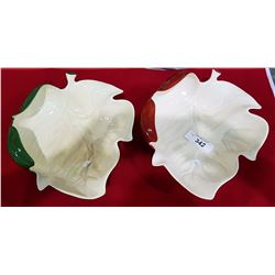 PAIR OF CARLTON WARE LEAF BOWLS