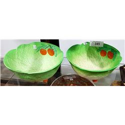 PAIR CABBAGE LEAF BOWLS