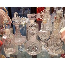 LOT OF 6 CRYSTAL AND GLASS PERFUME BOTTLES