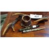 Image 1 : ANTLER INKWELL AND 2 PENS