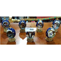 LOT OF 7 HOUSE OF FABERGE EGGS THE LIFE OF JESUS