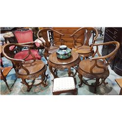 FIVE PC CARVED MAHOGANY PARLOUR SET
