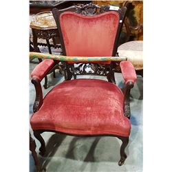 VICTORIAN OPEN ARM PARLOUR CHAIR