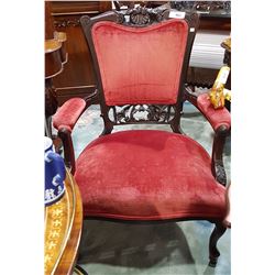VICTORIAN OPEN ARM PARLOUR CHAIR