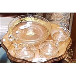 FOUR PC GILT GLASS BOWL SET