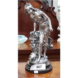 ART NOUVEAU SILVER PLATE WATER GIRL FIGURINE