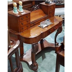 VICTORIAN CARVED MAHOGANY DESK