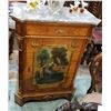 Image 1 : MARBLE TOP FRENCH MURALLED CABINET W/ORMULU DETAILING