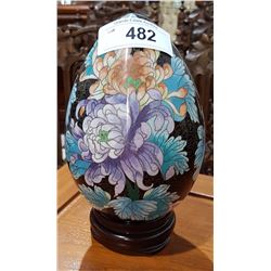 LARGE CLOISONNE EGG ON STAND