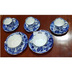 SET OF 5 ROYAL CROWN DERBY MIKADO TEACUPS AND DEMITASSE