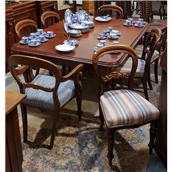 EXCEPTIONAL VICTORIAN CRANK TABLE W/7 CHAIRS AND ONE LEAF