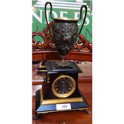 ANTIQUE TIFFANY SLATE & BRONZE SCULPTURE CLOCK C.1890 SIGNED F. LEVILAIN