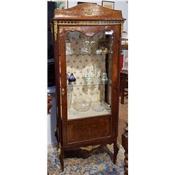 FRENCH DISPLAY CABINET W/MURAL & ORMULU DETAILING