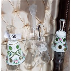 LOT OF 4 CRYSTAL BELLS