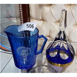 SHIRLEY TEMPLE PITCHER & ART GLASS PAPER WEIGHT