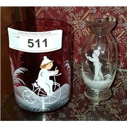 TWO PCS MARY GREGORY GLASS