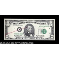 Fr. 1970-A* $5 1969A Federal Reserve Note. Gem Crisp Uncirculated.