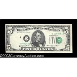 Fr. 1974-D* $5 1977 Federal Reserve Note. Choice Crisp Uncirculated.