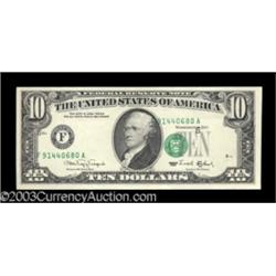 Fr. 2030-F $10 1990 Federal Reserve Note. Gem Crisp Uncirculated.
