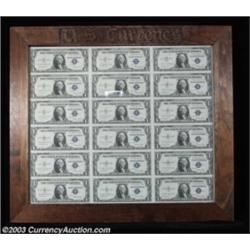 Fr. 1614 $1 1935E Silver Certificates. Uncut Sheet of 18. Choice Crisp Uncirculated.