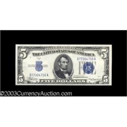 Fr. 1651/1650 $5 1934A Mule/1934 Silver Certificates. Reverse Changeover Pair. Gem Crisp Uncircul