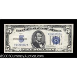 Fr. 1651* $5 1934A Mule Silver Certificate. Choice Crisp Uncirculated.