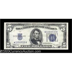 Fr. 1652* $5 1934B Silver Certificate. About Uncirculated.