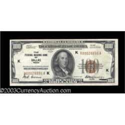 Fr. 1890-K $100 1929 Federal Reserve Bank Note. Extremely Fine.