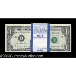 Fr. 1909-J* $1 1977 Federal Reserve Notes. Original Pack of 100. Gem Crisp Uncirculated.