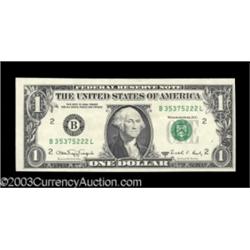 Fr. 1917-B $1 1988A Web Federal Reserve Note. B-L Block. Extremely Fine-About Uncirculated.