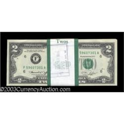 Fr. 1935-F $2 1976 Federal Reserve Notes. Consecutive Pack of 100 Notes. Gem Crisp Uncirculated.