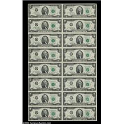 Fr. 1935-K* $2 1976 Federal Reserve Notes. Uncut Sheet of 16. Choice Crisp Uncirculated.